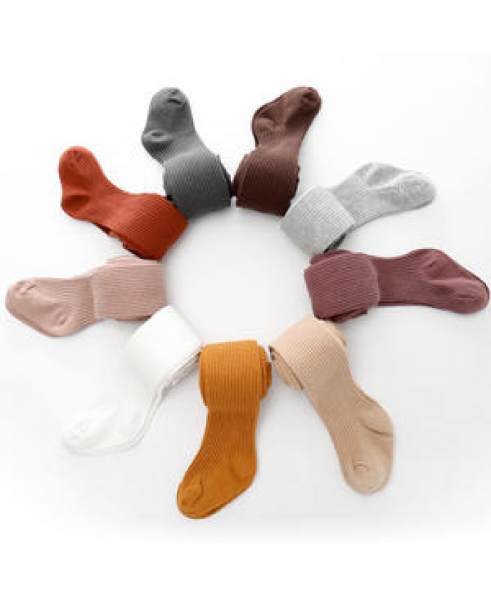 Candy Solid Color Spring Summer Cotton Knitting Soft Ribbed Baby Girl Leggings Baby Tights