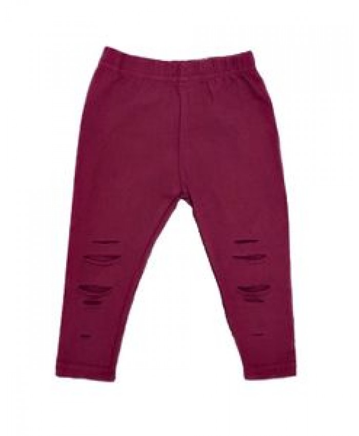 Kids Girl Solid Cotton Ripped Leggings Baby Leggings