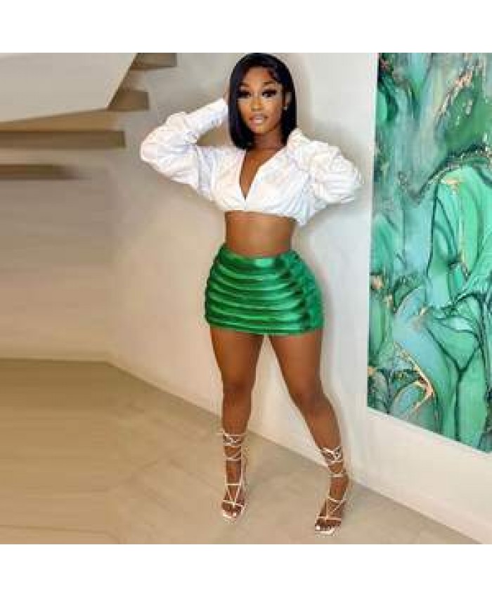 CUTENOVA 22SK2901 2022 Shiny Waterproof Ladies Short Skirt Candy Color Clothing Women's Mini Skirt