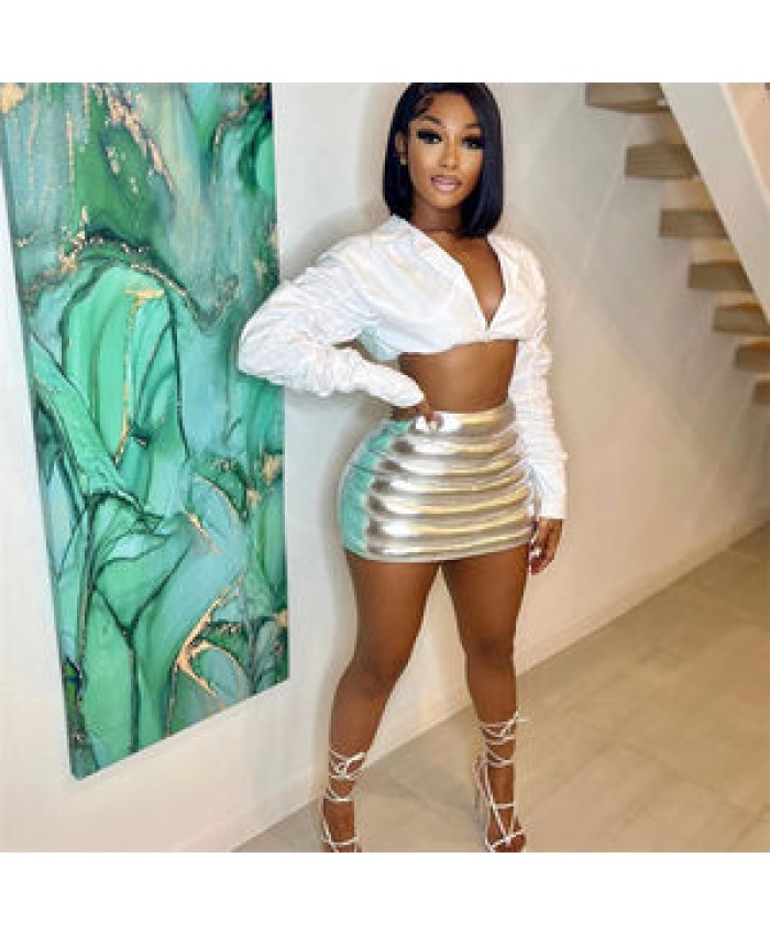 Free Sample 2022 Spring And Summer New Skirts Splash-Proof Zipper Glossy Personalized Cotton-Filled Skirts Women'S Skirts