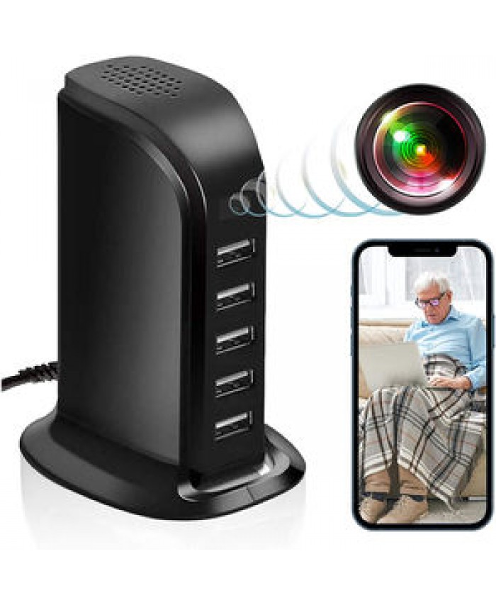 1080P wireless 5 port USB hub charger WiFi hidden spy camera