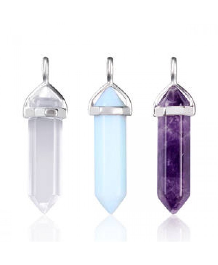 Wholesale Natural Quartz Healing Crystals Stones Hexagonal Point Charms Necklace Pendant Jewelry