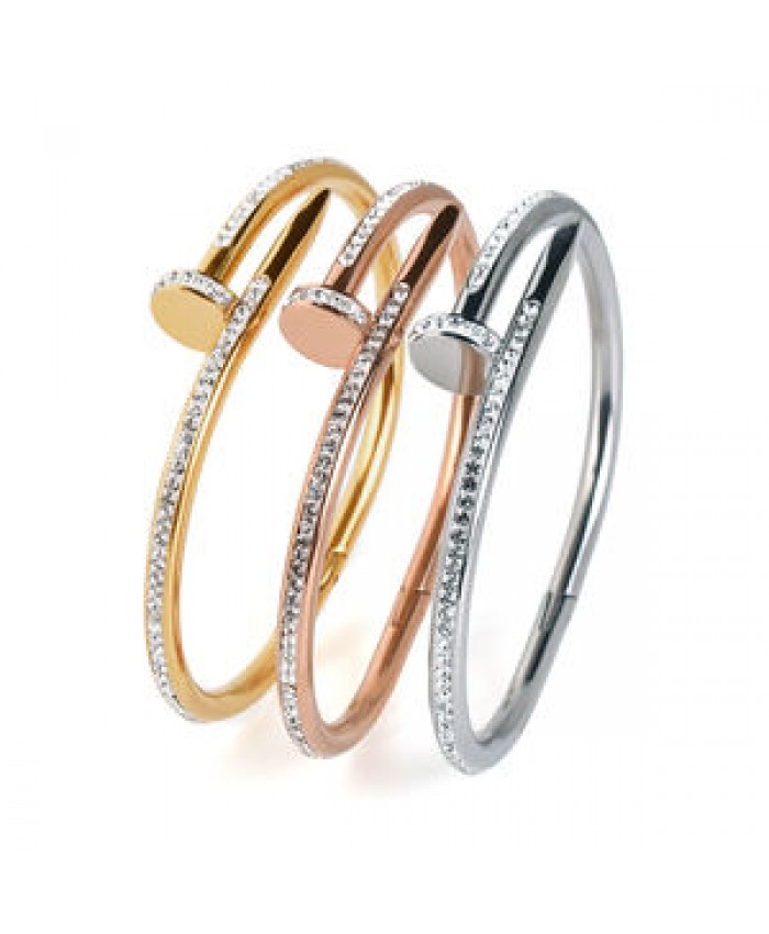 F272 Stainless Steel Cuff Creative gold plated Jewelry For Women And Girls Bangle With Zircon mother Bracelets for gift