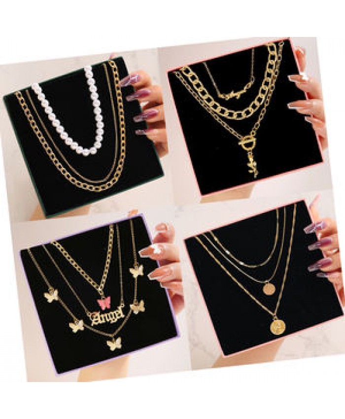 17KM Vintage Gold Multilayered Coin Chain Necklace For Women Men Punk Butterfly Chunky Chain Necklace Party Trendy Jewelry