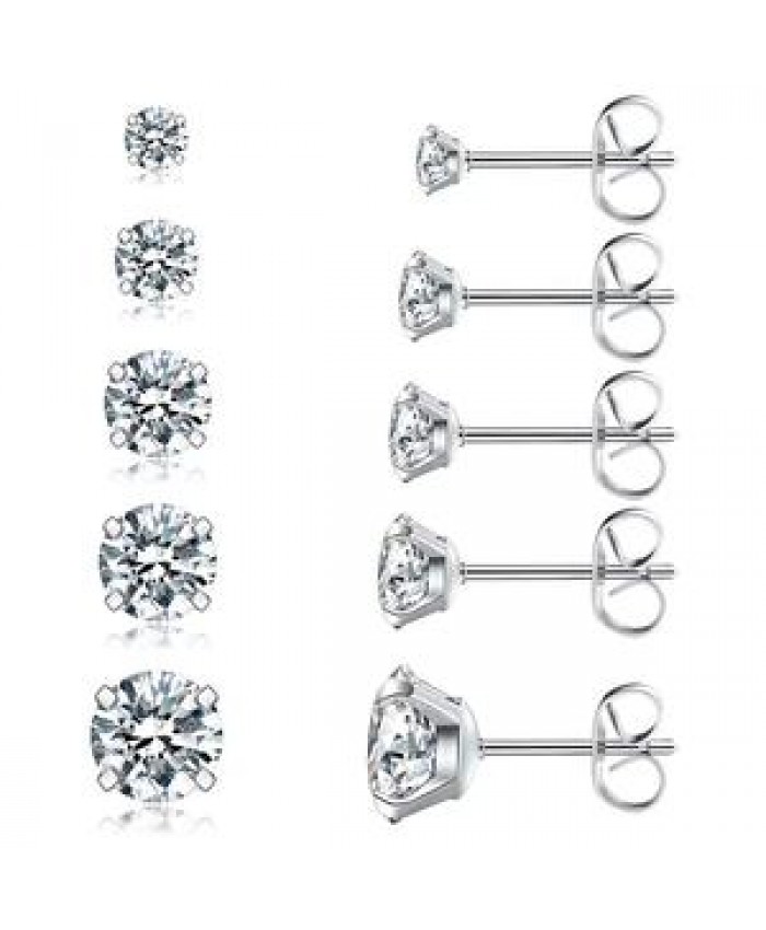Hypoallergenic 316L Stainless Steel Cubic Zirconia Silver Stud Earrings for Women Jewelry Factory Wholesale