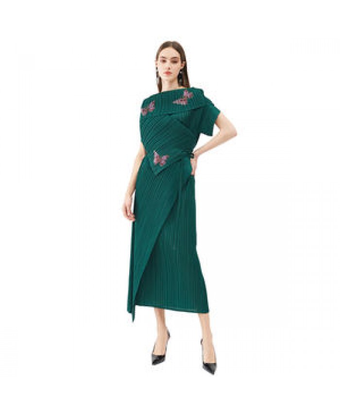 2021 best quality customized style pleated skirt casual personality diamond-studded butterfly dress Casual Dresses free size