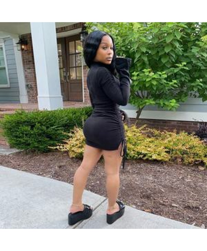 LL062446K 2020 New arrivals casual summer longuette club dress party pleated solid tight fitting clothes women dresses