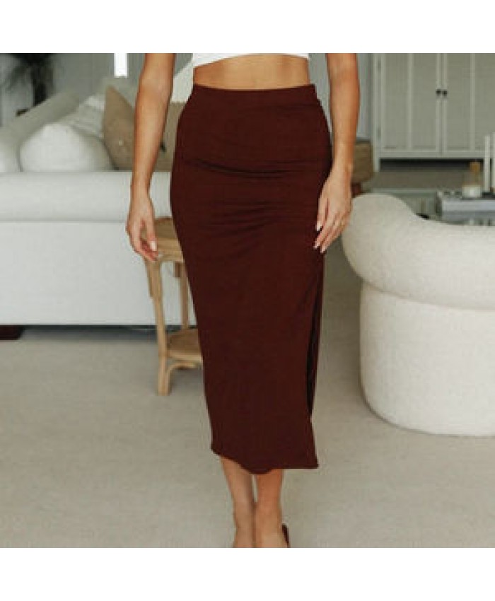 Fashion sexy pleated Maxi lace up skirt women cotton wrap skirt with side slit High Waist Long Bodycon Skirt
