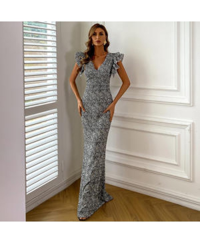 NOVANCE M01394 Dignified Pleated sleeves longuette elegant casual dresses bodycon summer maxi dress women ruffle dress fashion