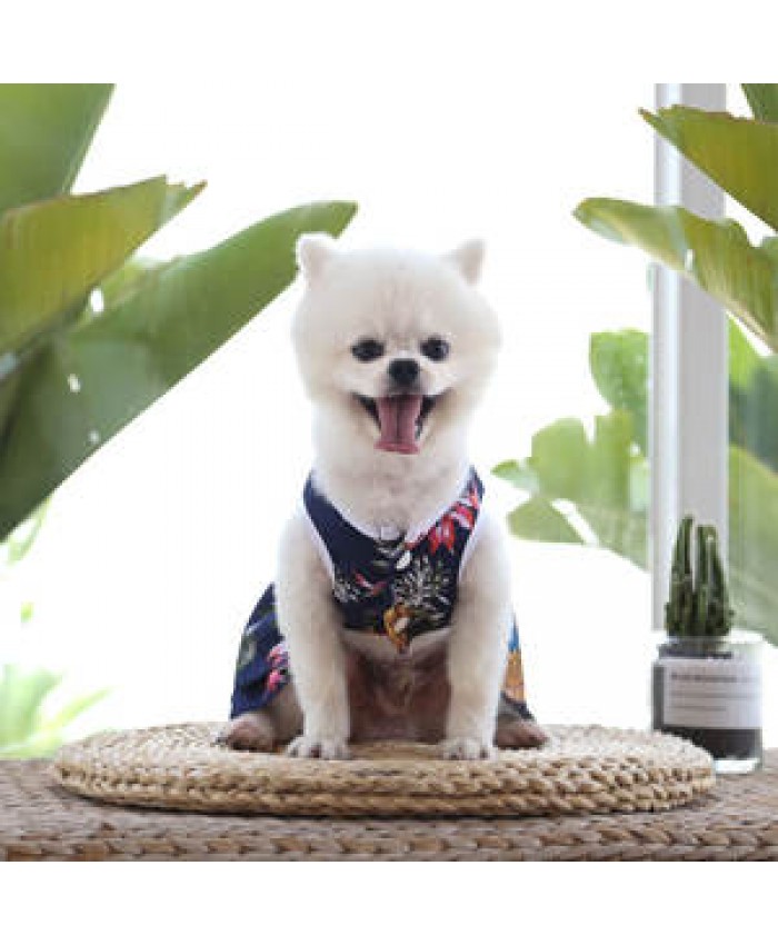 Embroider bow Pet Hawaiian kilts dog vest female cat ethnic carnival reactive print skirt coat animal party longuette underdress