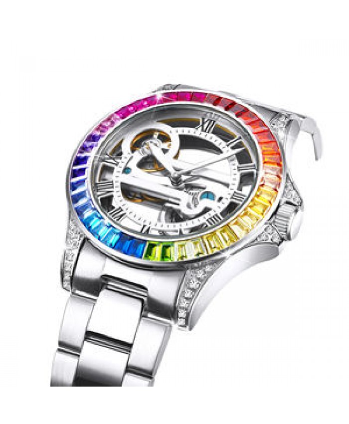 Mechanical Watches 316L Stainless Steel With 5A Grade Rainbow Diamonds For Mens Mechanical Watches Automatic
