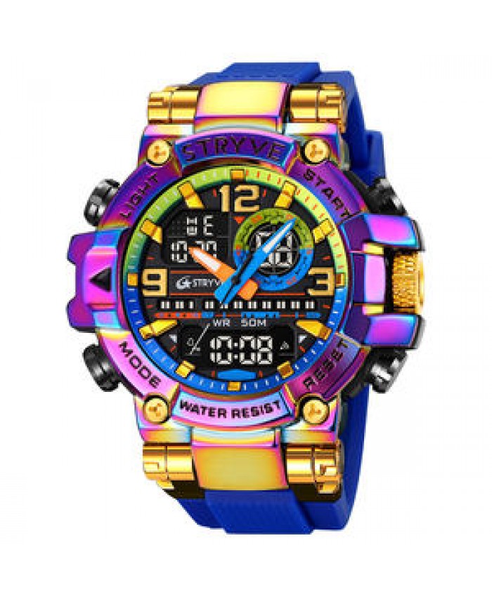 Men Digital Watch White STRYVE Sport Watch 50M Waterproof Auto Date relogio masculino Digital Military Watches Mens Sport