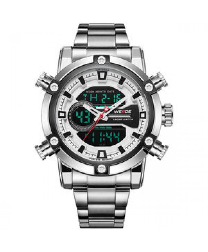 New Arrival WEIDE WH9603 Analog LCD Digital Watch Casual Fashion Japan Movt Quartz Watch Stainless Steel Men Watch