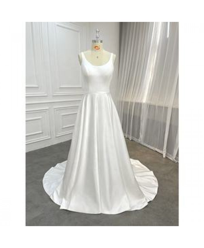 Wedding Dress Wholesale Classic Satin Gown Simple Wedding Costumes Factory Made Bride Marriage Dress 2022