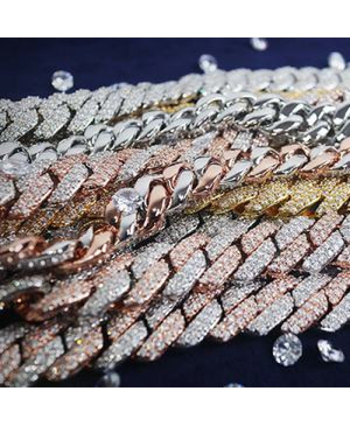 Custom Pass Diamond Tester VVS Moissanite Cuban Chain Necklace Iced Out Hip Hop 925 Silver Cuban Link Chain Bracelet Men Jewelry