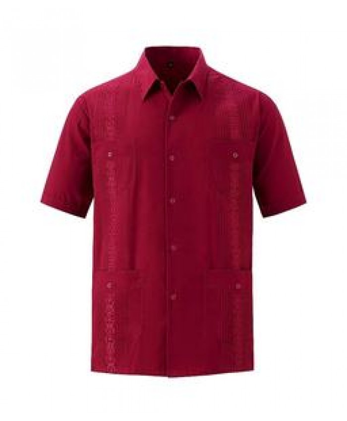 Custom Seasonal Shirt Men's Short Sleeve Cuban Guayabera For Daily Life