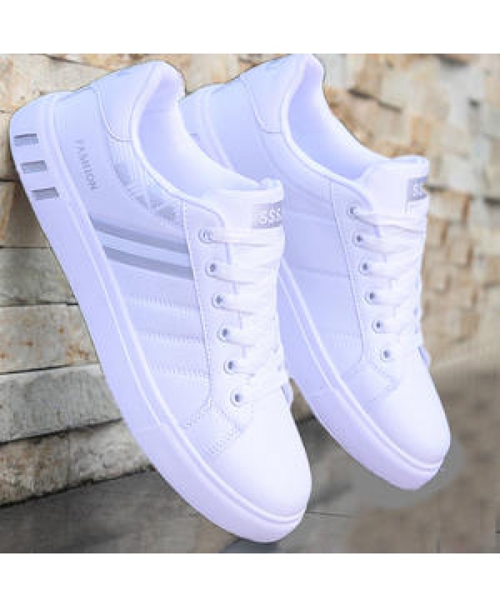 2022 Latest Sport Breathable, Leather Men's White Flat Sneakers Casual man's sport shoes factory price casual Shoes /