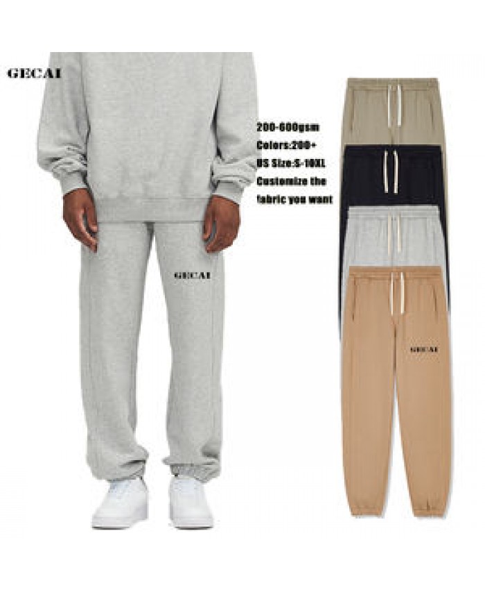 Gecai Custom 3D Puff Print Cotton Heavy Weight Sweat Pants Trousers Winter Plain French Terry Sweatpants Men's Pants