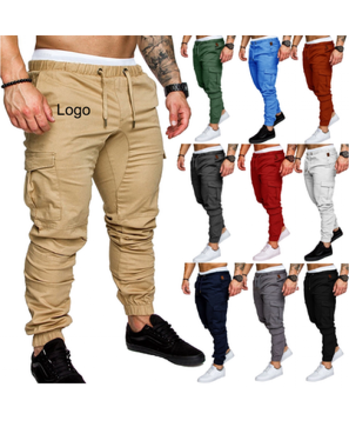 Most Popular Solid Color Cotton Men's Casual Trousers Fashion Men's Slim Pants