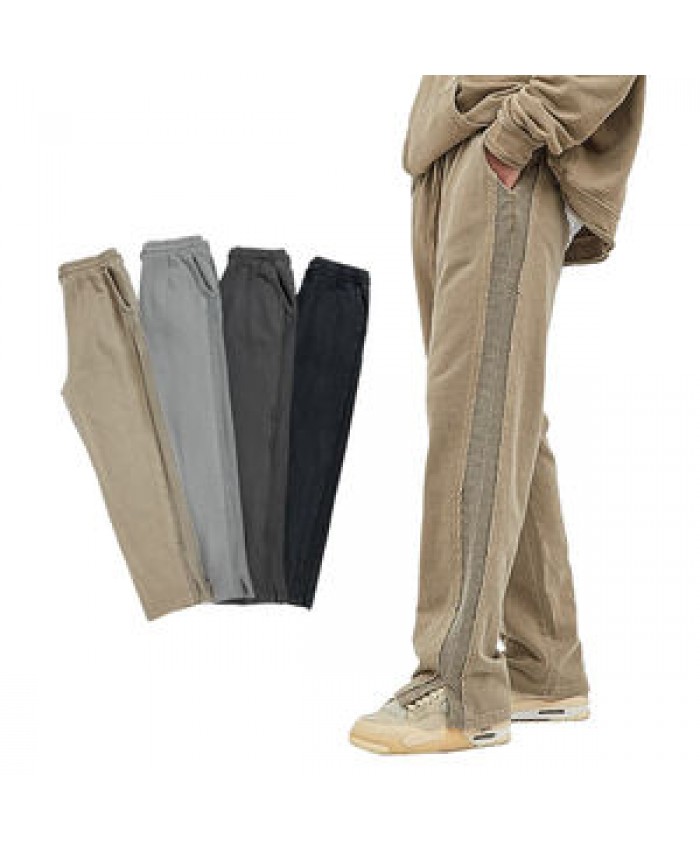 2021 autumn new men's wear side Terry lower leg split wash cotton fashion brand Men's jogger pants