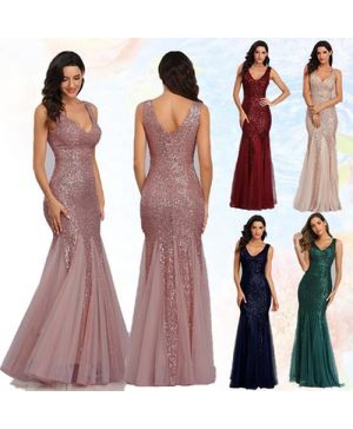XUYA Women lace mermaid wedding dress prom dresses party maxi sequin evening dress