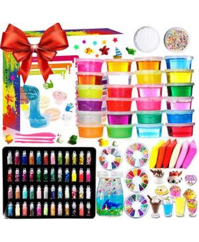 Slime kit for kids DIY Fluffy Slime Kit Crystal Slime Set for Girls Boys Toys Kids Art Craft 24 colors