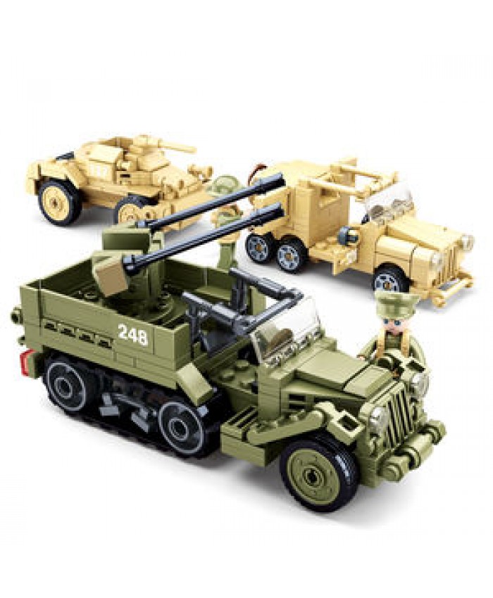 Model Toy Building Block Zhorya Sluban 552pcs World War II Model Set Toy Military Vehicles Army Assembly Building Block Set Toy