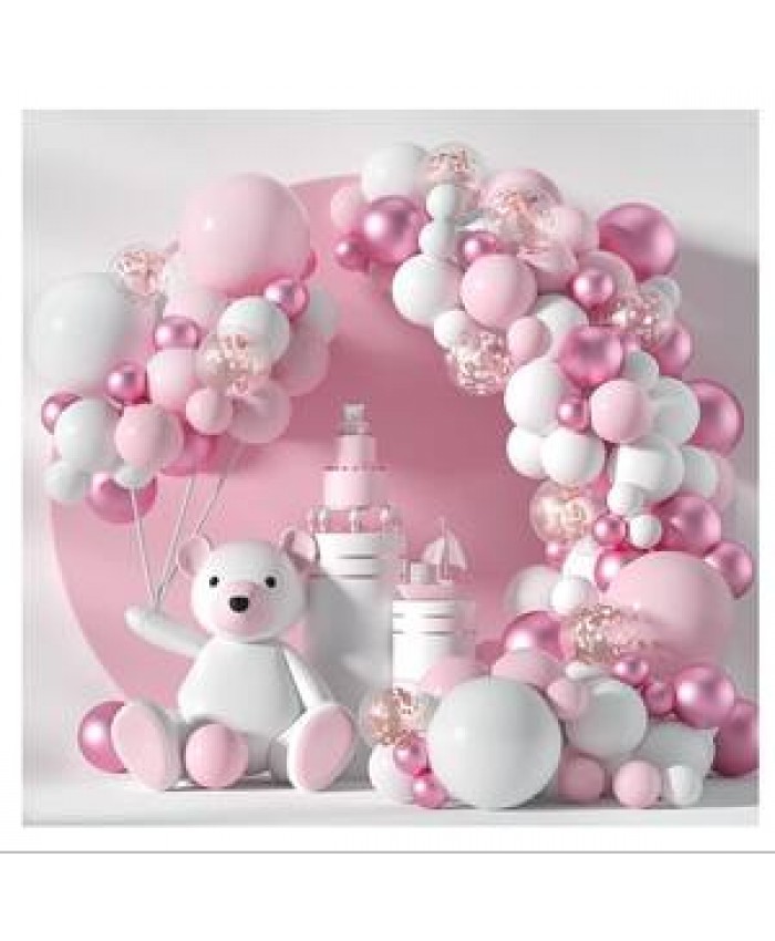 wholesale 107pcs Pink white gold metallic Latex Balloon Garland Party Decoration Ballon Balloon Arch Kit Set