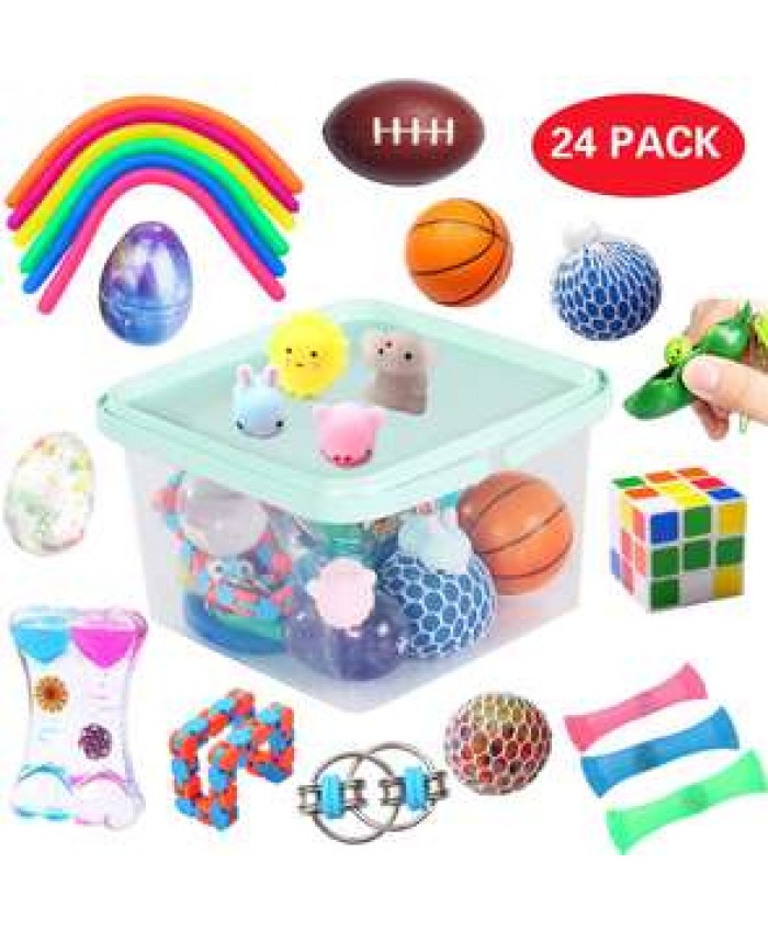 Fidget Toys set, Sensory toys pack for Stress Relief and Anti-Anxiety /Pack of Squeeze Balls/Slime/Stretchy String/Squeeze-a-Be