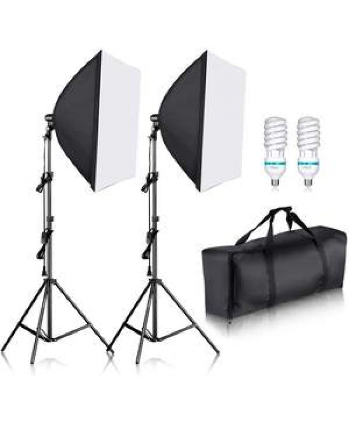 Photo Studio Softbox Kit Photographic Lighting Kit Camera & Photo Accessories 2 Light Stand 2 Softbox for Camera Photo
