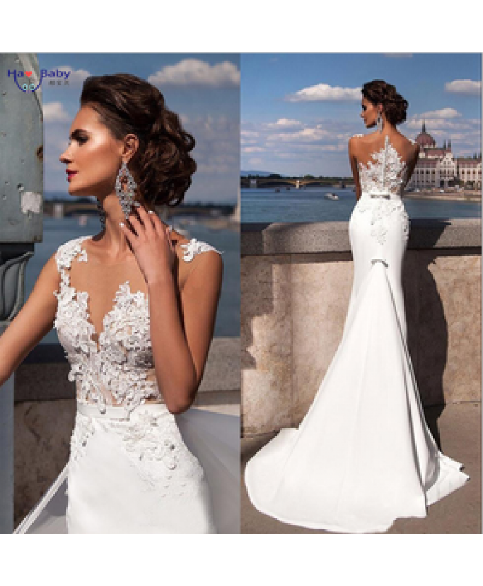 Hao Baby 2022 Summer New Explosion Models Clothes Lace See-through Women Marrage Wedding Dress