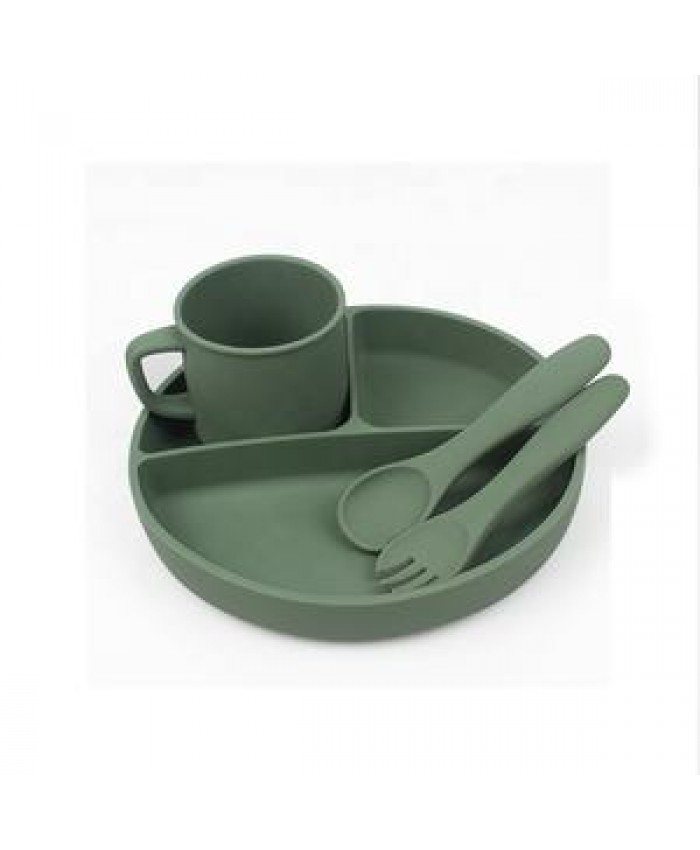 New arrived plate set bpa free solid food silicone baby feeding supplies for high chair