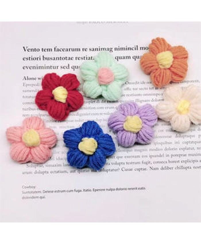 4.5CM Knitting Wool Flower Fake Flowers For DIY Hair Accessories Shoes Garment & Processing Accessories