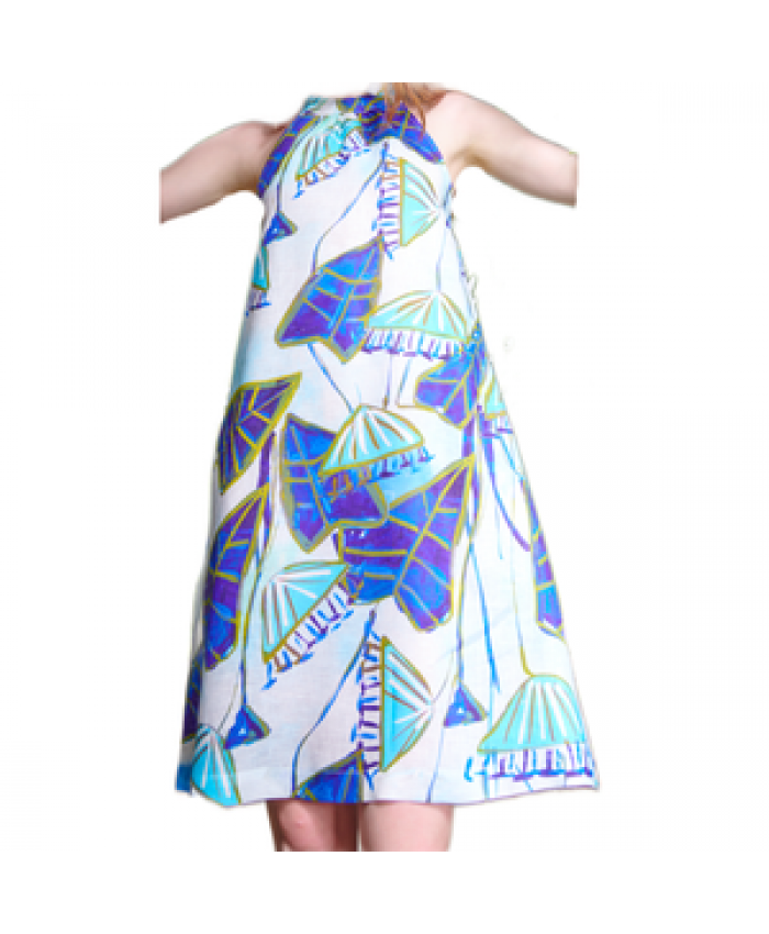 hot sales casual sleeveless summer printed linen dress for ladies made in Italy AVAILABLE ON REQUEST