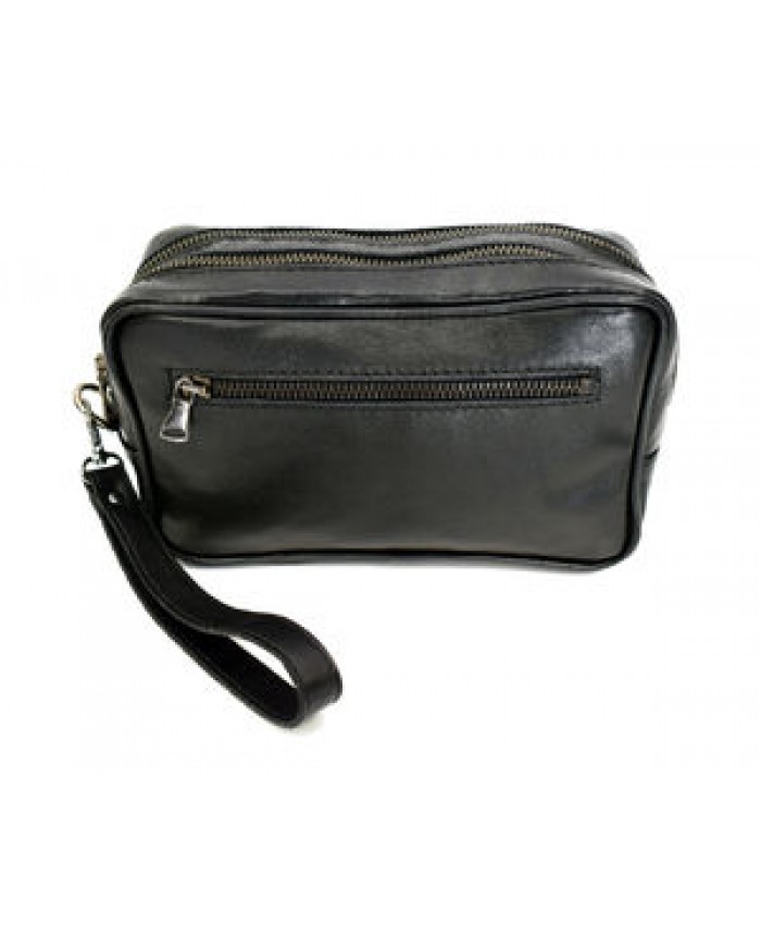 Made In Italy - Men's Clutch Bag Pochette in Genuine Leather - Mod. CHRIS - Elegant Accessories for Different Use - Black Color