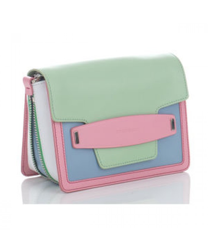 Made in Italy genuine leather clutch bag with chain shoulder strap multicolor handbag for women