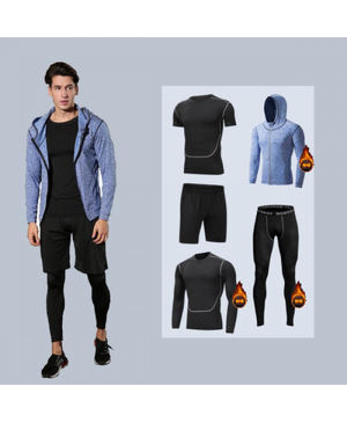 New active wear set men sportswear 5 piece mens athleisure workout clothes sport gym fitness sets for men t shirt ropas set