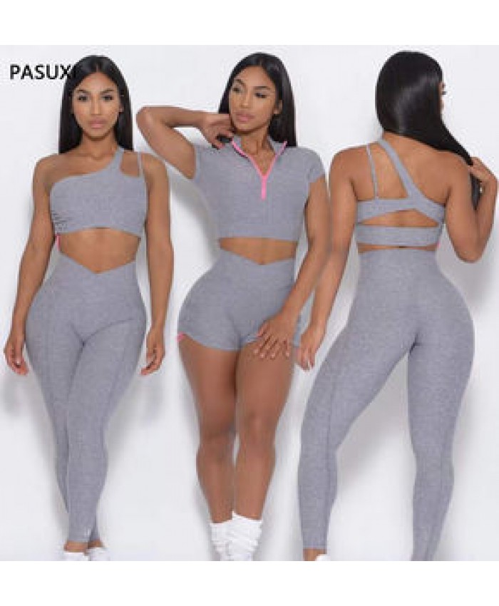 PASUXI Wholesale Activewear Sportswear 4 Piece Set Women Gym Fitness Sets Yoga Wear Workout Yoga Short Pants Set