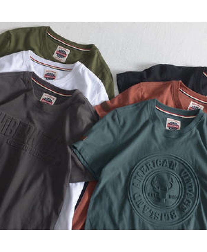 2022 summer Custom Fashion Cotton Men Embossed TShirt Cotton White Graphic Plain t-shirt Custom Embossed T Shirt men's clothing