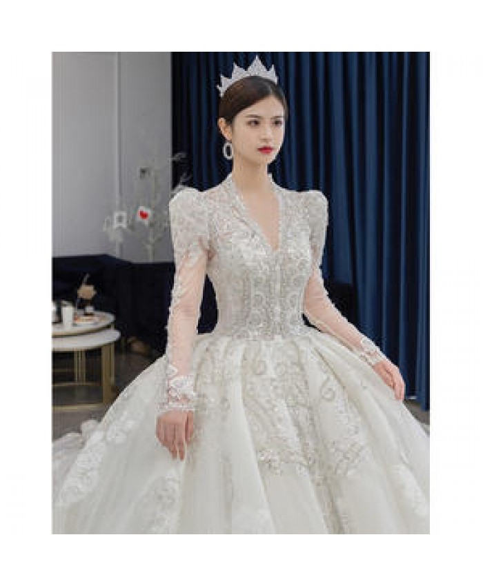 2022 new Court style wedding dresses in turkey wedding gowns dress bridal luxury long tail high waist plus size Wedding dress