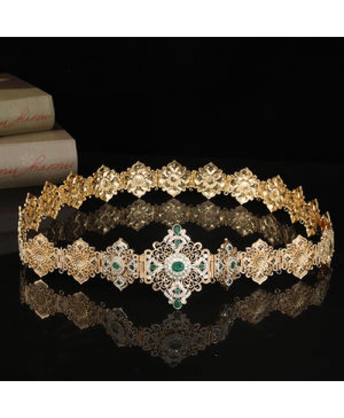 Wholesale Women Rhinestone Metal Waist Chain Belt Moroccan Wedding Belt Jewelry Accessories