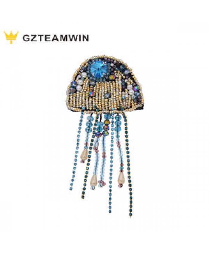 Accessories OA 30days OEM Handmade Lychee Life Fashion Rhinestone Jellyfish Beaded DIY Handmade Garment Accessories Patch