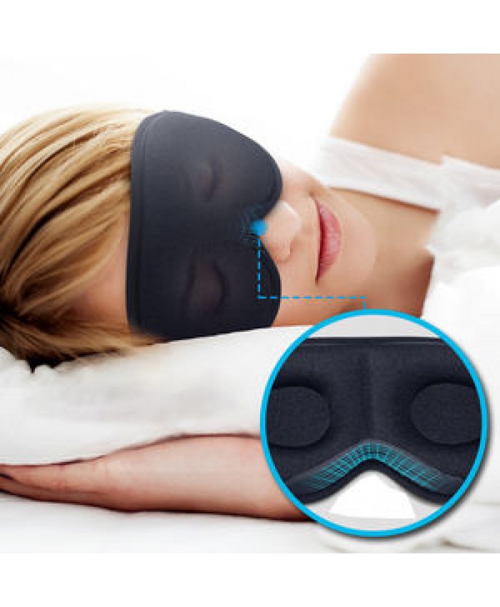 Upgraded 3D Contoured Cup 100% Blackout Sleeping Eye Mask with Adjustable Strap