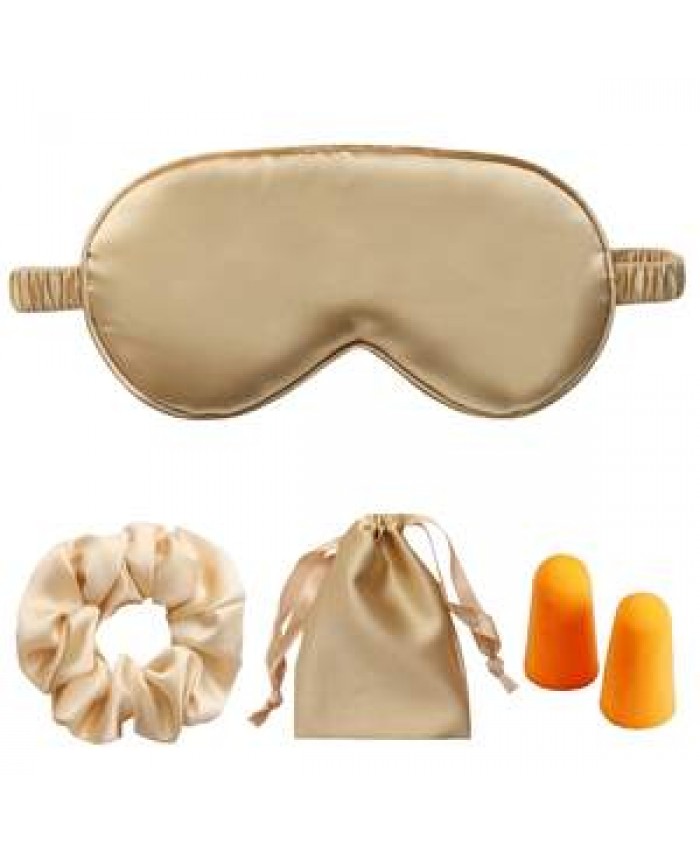 Hypoallergenic Smooth pirate eye patches Reusable Satin Blindfold Elastic Strap Night Eyeshade silk satin ear muffs & eye masks