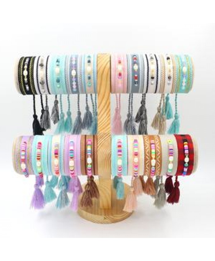 Ethnic Accessories Boho Wrist Strap Beaded Colorful Web Fringe Adjustable Charm Bracelet For Women
