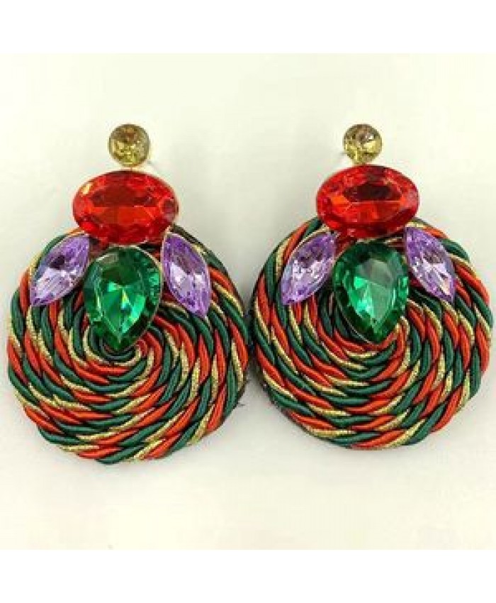 Colorful Crystal Earrings High-quality ethnic Rhinestone Handmade Round Drop Earring summer Jewelry Accessories For Women