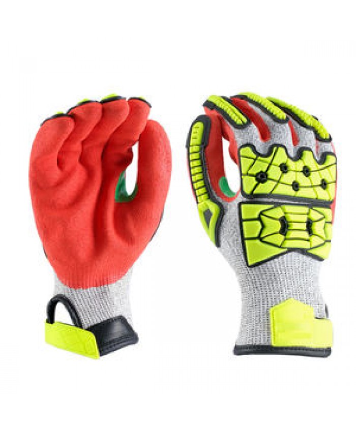 Gloves HPPE TPR Rubber Sandy Nitrile Palm Coated 13 Gauge CUT Level 5 And Impact Resistant Construction Safety Work Gloves