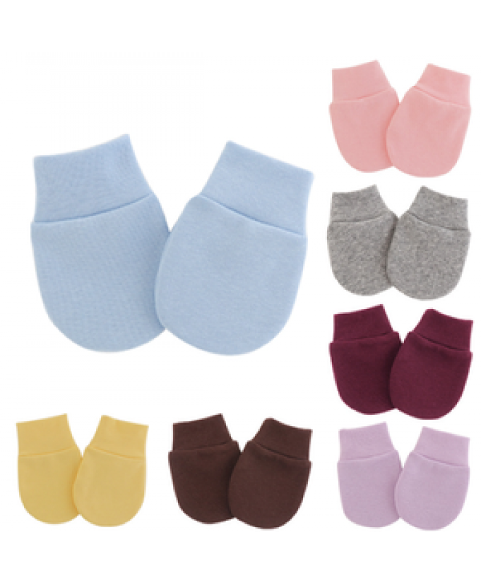 Wholesale Newborn Baby Cotton Plain Soft Anti-scratch Mittens Gloves