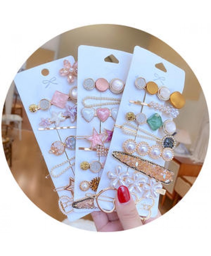 Ornament metal barrettes South Korea female hair accessories bangs Pearl headdress hairpin set