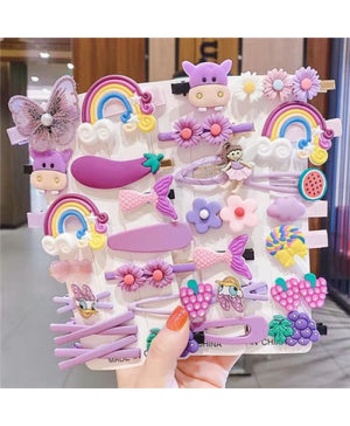 14 pcs/set Cute Child Barrettes Kid Hairgrips Hair Clip Accessories Gift Set Girl Cartoon Pattern Hair Clip Set